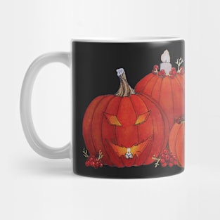 Watercolor Halloween Cheeky Glowing Pumpkins and Candles Mug